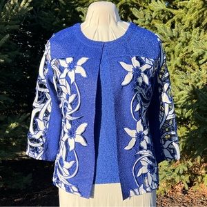 Brand New Berek Crinkle Cobalt Lace Shell & Jacket Set